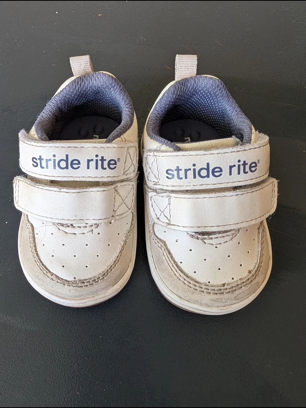 Stride Rite Toddler White Leather Hook-and-Loop Sneakers